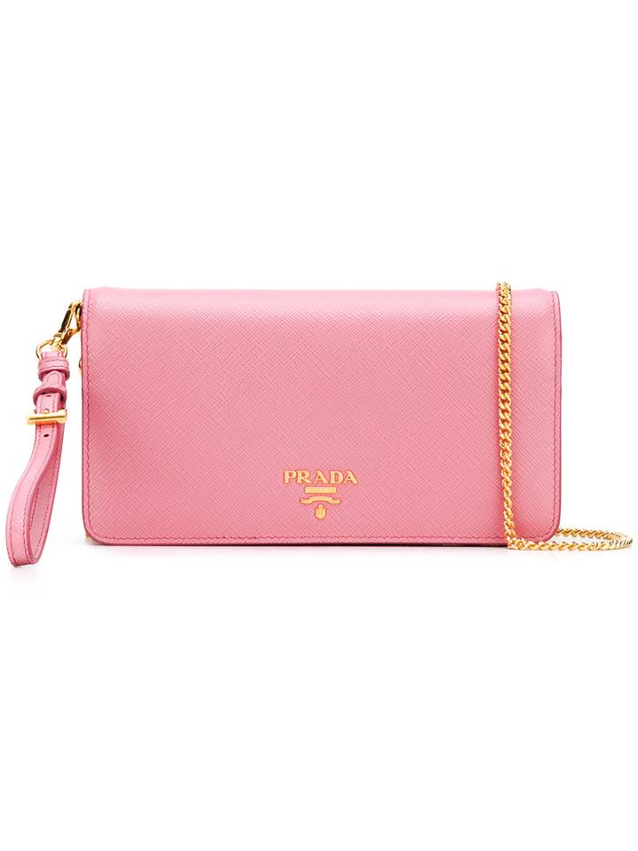 Prada - Gold Tone Chain Shoulder Bag - Women - Calf Leather - One Size, Women's, Pink/purple, Calf Leather