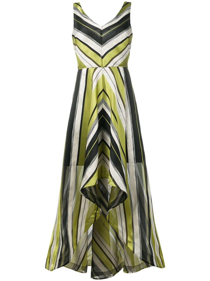 Sara Roka Karina Striped High-low Dress - Green