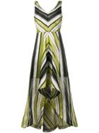 Sara Roka Karina Striped High-low Dress - Green
