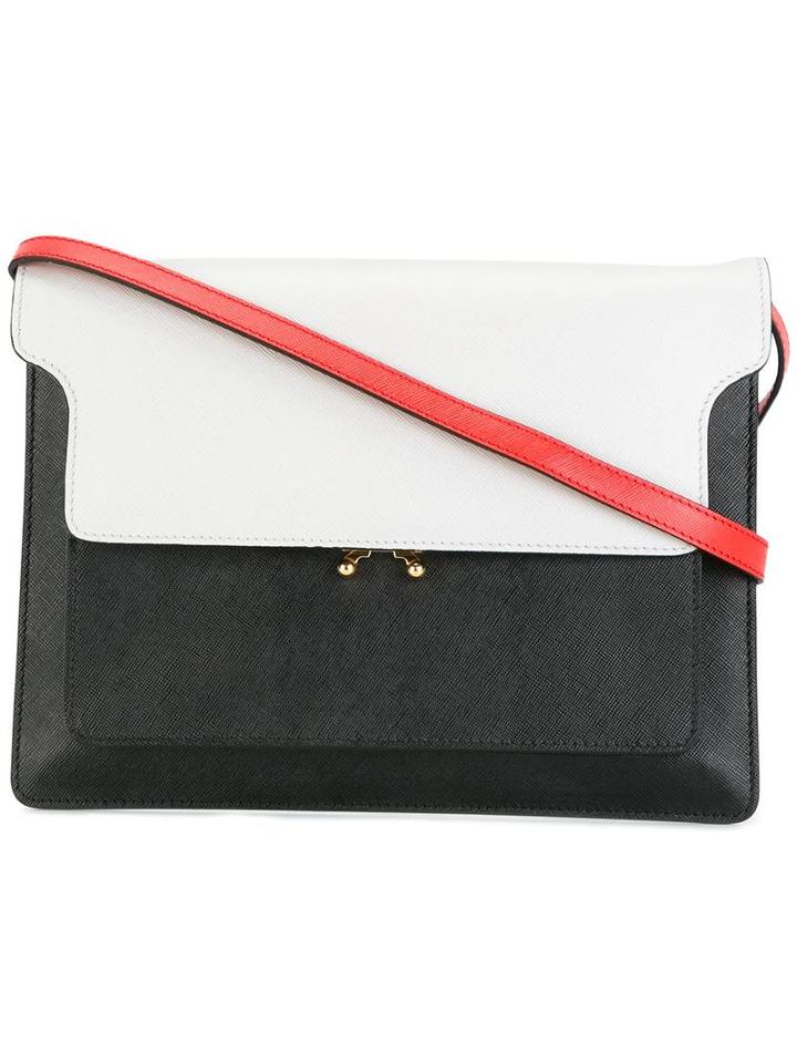 Marni Trunk Colour Block Shoulder Bag, Women's, Grey, Calf Leather