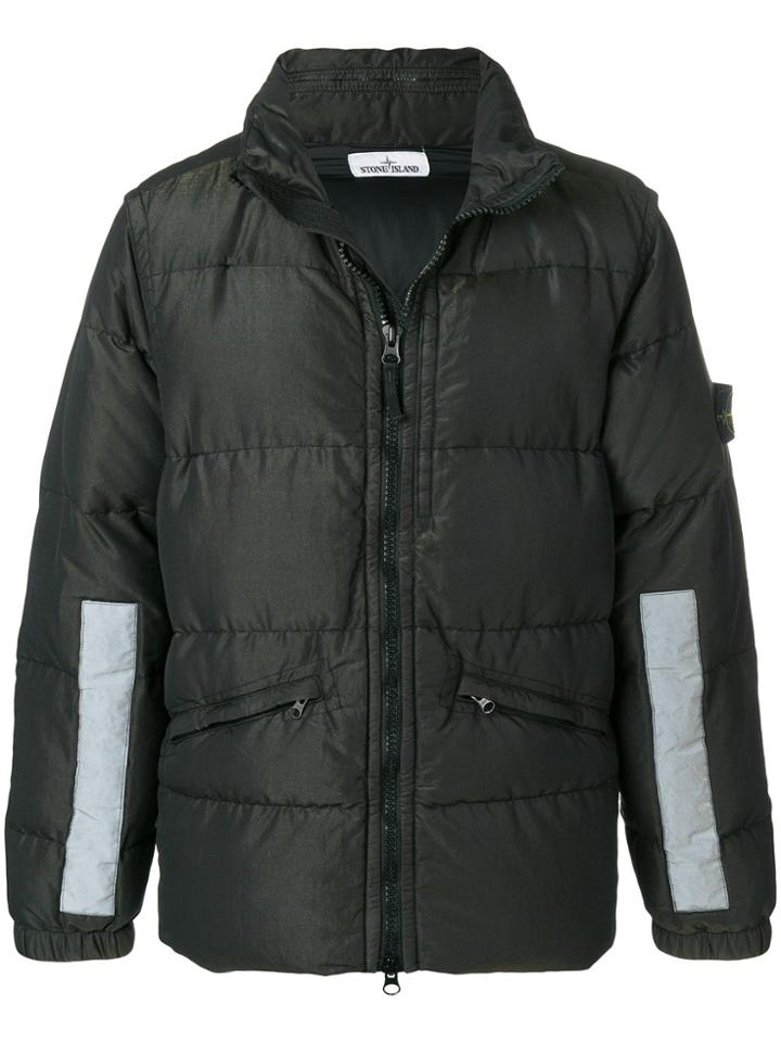 Stone Island Reflective Tape Puffer Jacket - Black