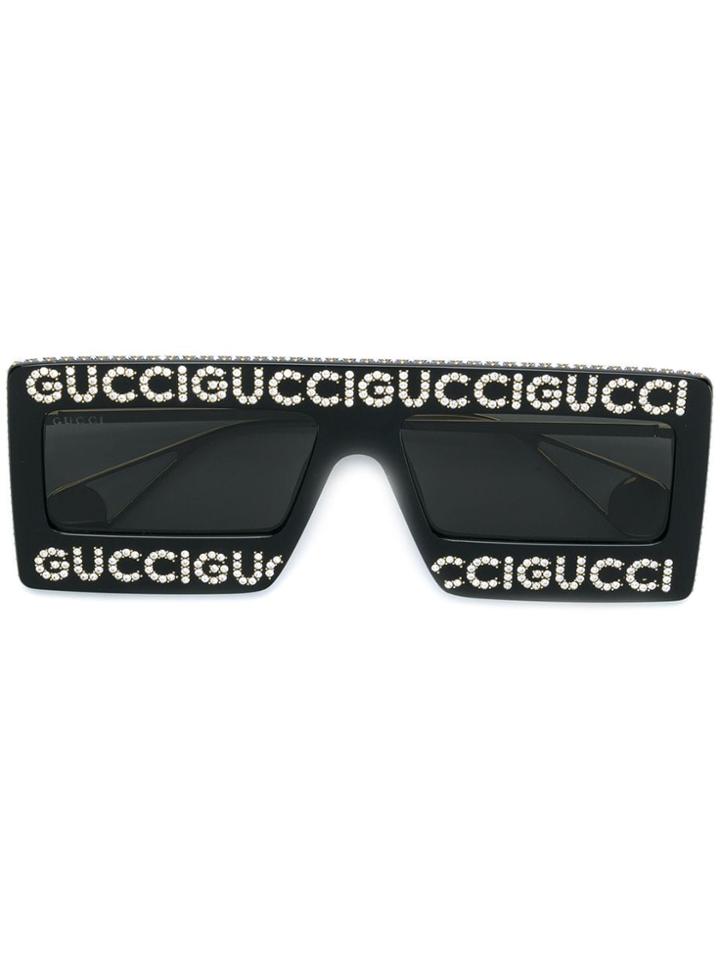 Gucci Eyewear Embellished Logo Sunglasses - Black