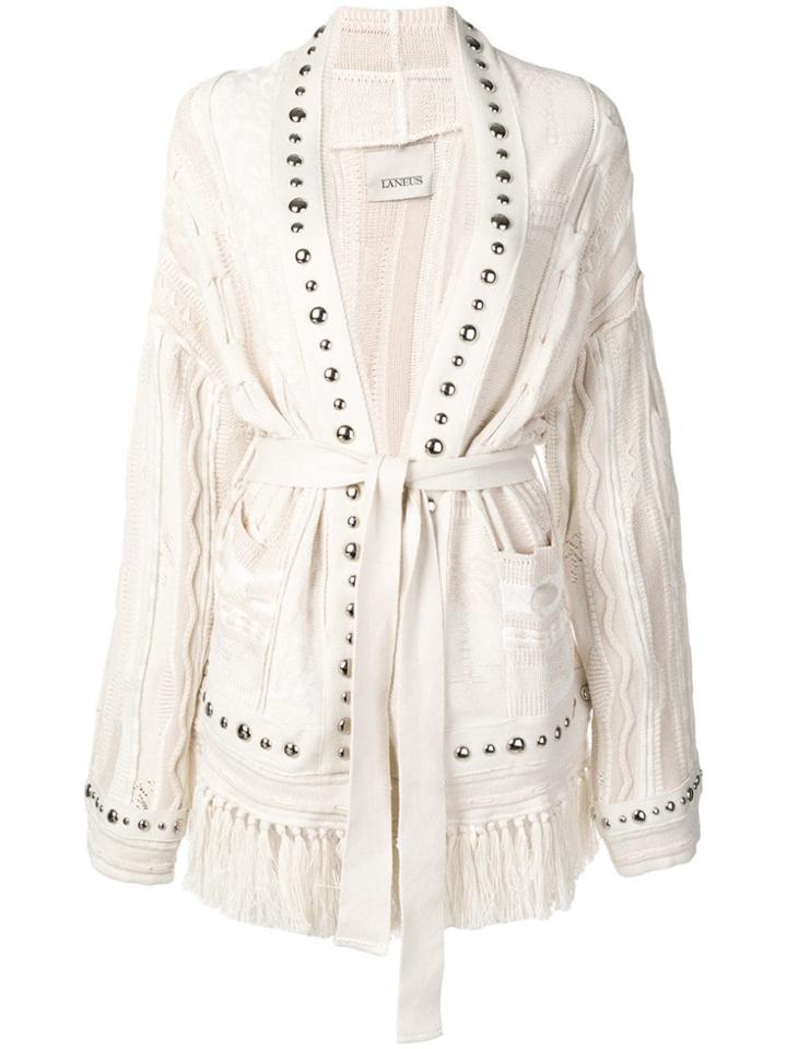 Laneus Studded Cable Knit Cardi-coat - Neutrals