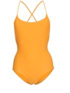 Matteau Orange Cross Back Maillot Swimsuit - Yellow & Orange