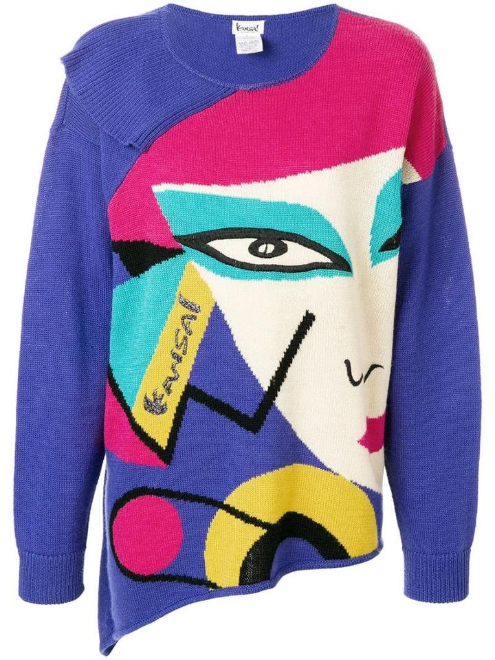 Kansai Yamamoto Pre-owned Face Print Asymmetric Jumper - Multicolour