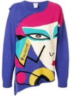 Kansai Yamamoto Pre-owned Face Print Asymmetric Jumper - Multicolour