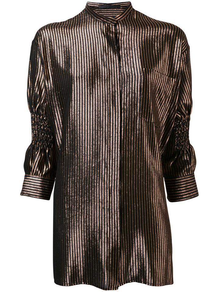 Haider Ackermann - Striped Collarless Blouse - Women - Silk/nylon/polyester/wool - 38, Black, Silk/nylon/polyester/wool