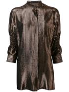 Haider Ackermann - Striped Collarless Blouse - Women - Silk/nylon/polyester/wool - 38, Black, Silk/nylon/polyester/wool