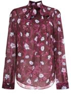 Carven Pussy Bow Floral Blouse - Pink & Purple