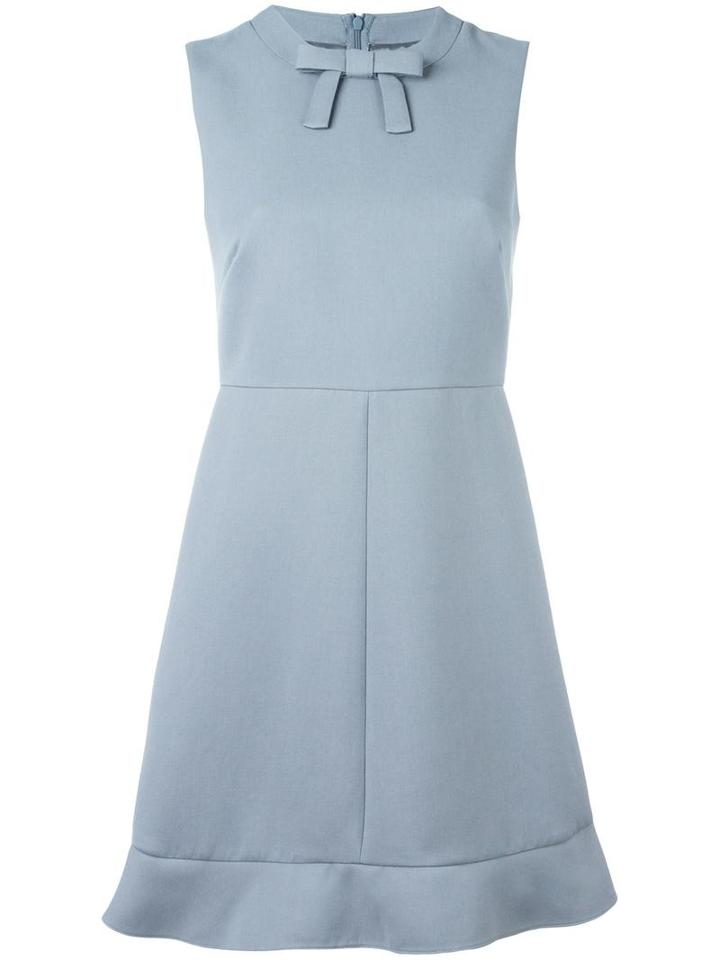 Red Valentino Bow Detail Flared Dress, Women's, Size: 40, Blue, Cotton/viscose/acetate/polyester