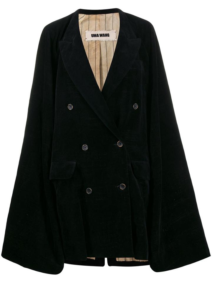 Uma Wang Double-breasted Cape Coat - Black