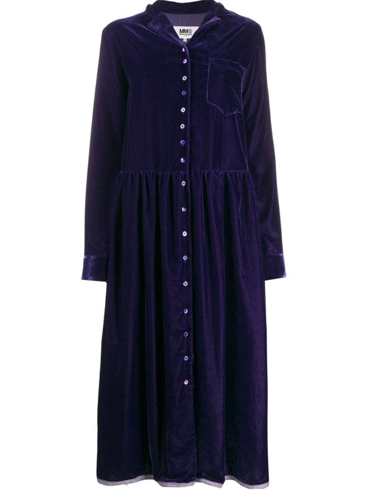 Mm6 Maison Margiela Velvet Shirt Dress - Purple