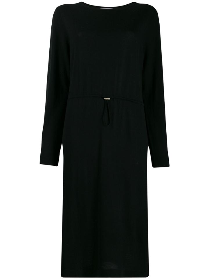 Allude Drawstring Waist Knitted Dress - Black