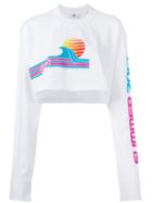 Gcds - Beach Print Crop Top - Women - Cotton - M, White, Cotton