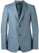 Alexander Mcqueen Two Button Blazer, Men's, Size: 48, Blue, Silk/mohair/viscose