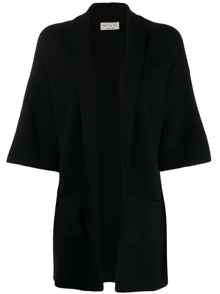 Ma'ry'ya Cropped Sleeve Cardi-coat - Black