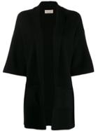 Ma'ry'ya Cropped Sleeve Cardi-coat - Black