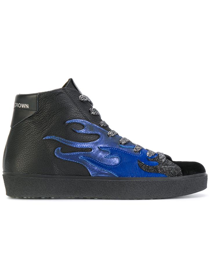 Leather Crown Fire Lace-up Hi Tops - Unavailable