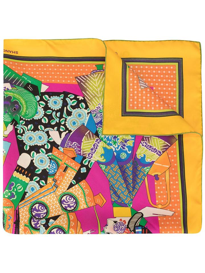 Shanghai Tang Puppets Print Foulard - Yellow