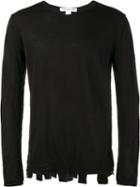 Comme Des Garçons Shirt Distressed Hem Sweater, Men's, Size: Medium, Black, Acrylic/wool