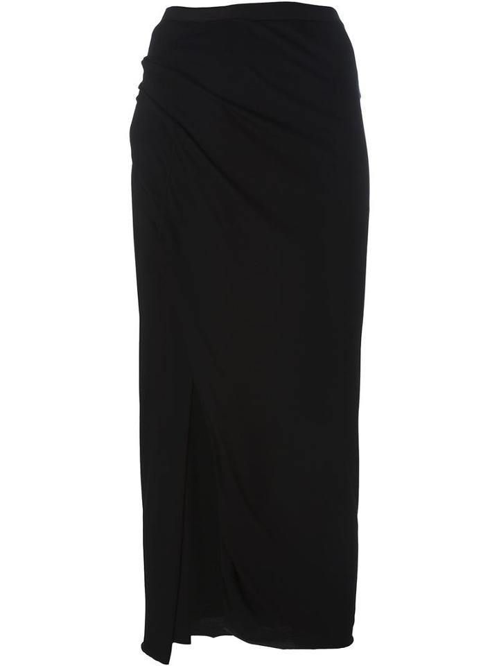 Side Slit Jersey Skirt, Women's, Size: 44, Black, Viscose/polyamide/cotton, Rick Owens Lilies