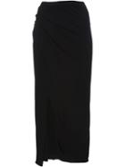Side Slit Jersey Skirt, Women's, Size: 44, Black, Viscose/polyamide/cotton, Rick Owens Lilies