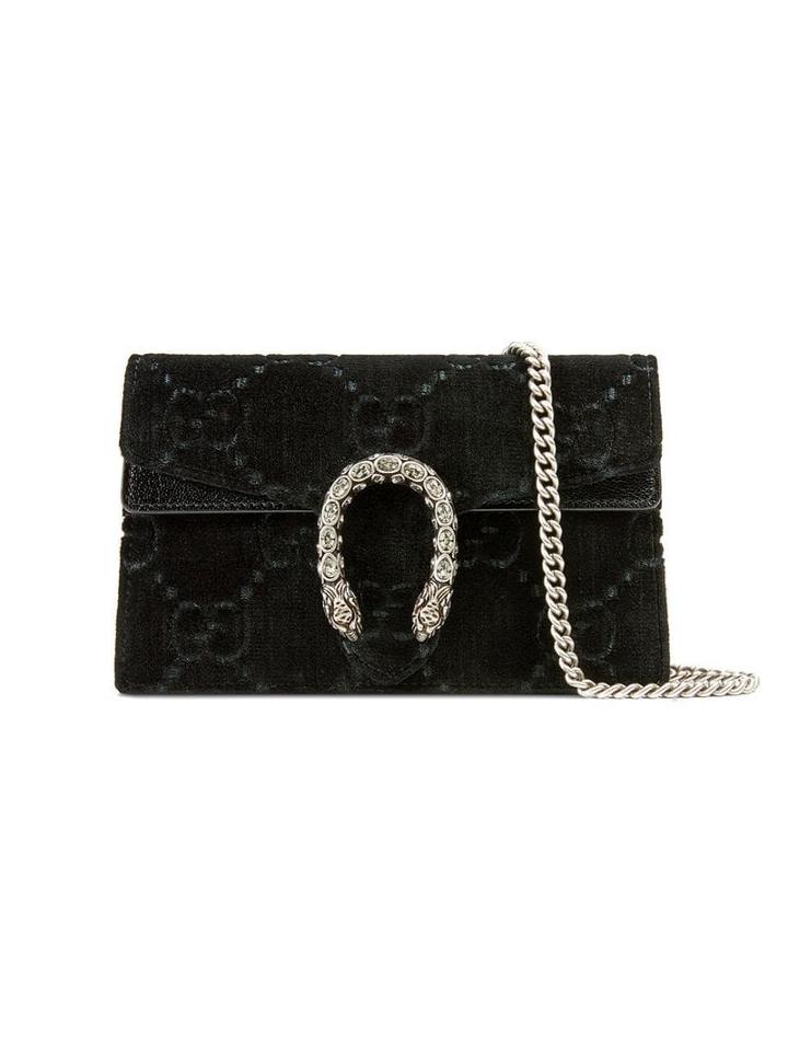 Gucci Black Dionysus Gg Velvet Super Mini Bag