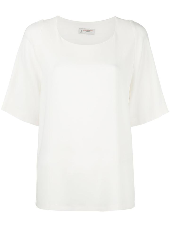 Alberto Biani - Pleated Back T-shirt - Women - Polyester/triacetate - 44, Women's, White, Polyester/triacetate
