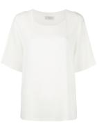Alberto Biani - Pleated Back T-shirt - Women - Polyester/triacetate - 44, Women's, White, Polyester/triacetate