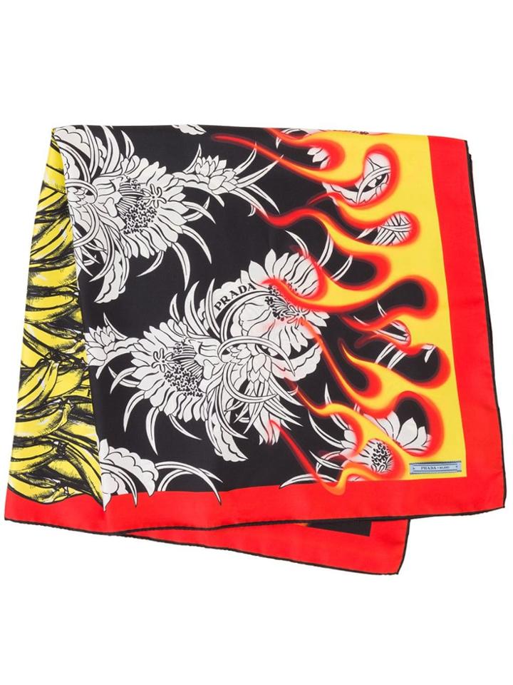 Prada Printed Silk Scarf - Black