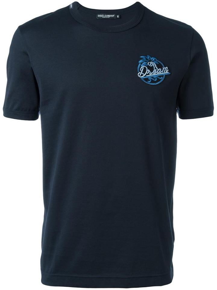 Dolce & Gabbana Dream Patch T-shirt, Men's, Size: 48, Blue, Cotton/polyester