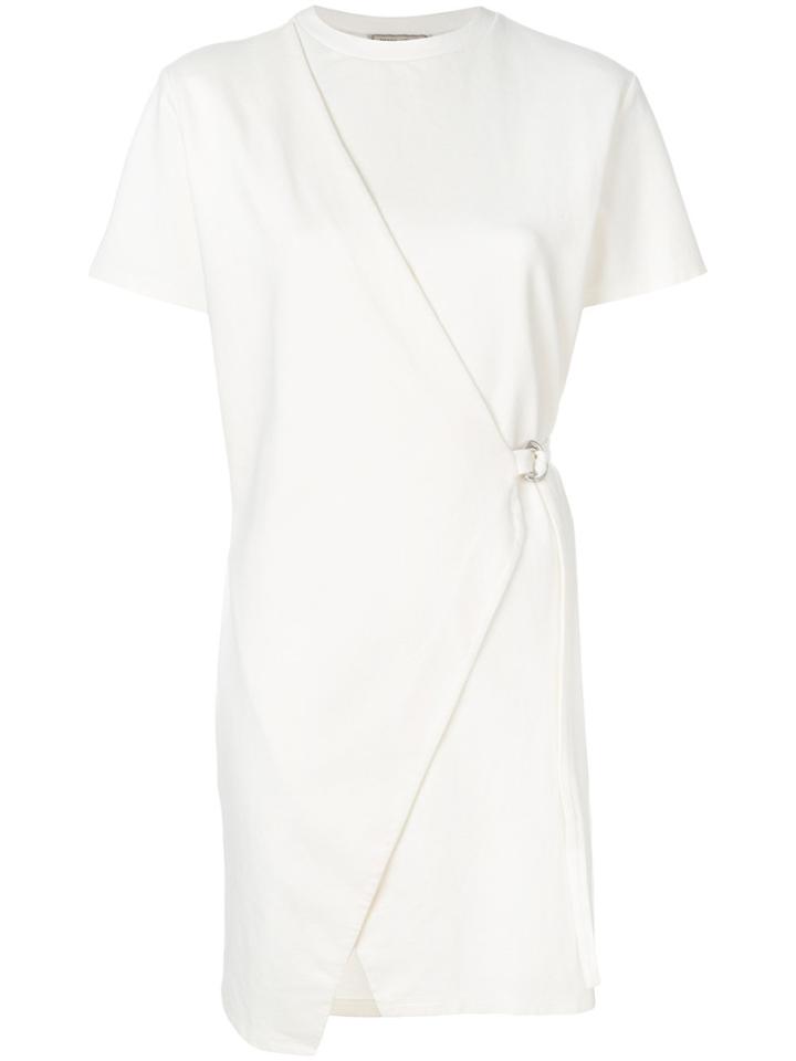 Maison Kitsuné Wrap Style Front T-shirt Dress - White