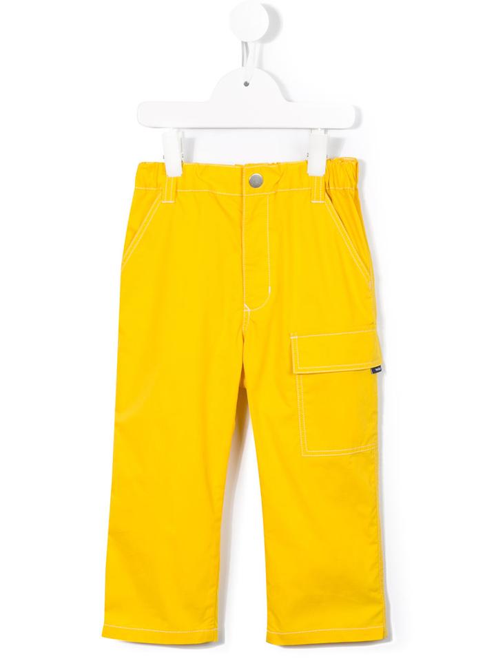 Familiar - Flap Pocket Trousers - Kids - Cotton/polyurethane - 7 Yrs, Yellow/orange