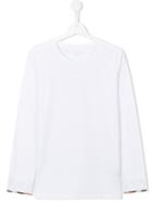 Burberry Kids Checked Cuff T-shirt - White
