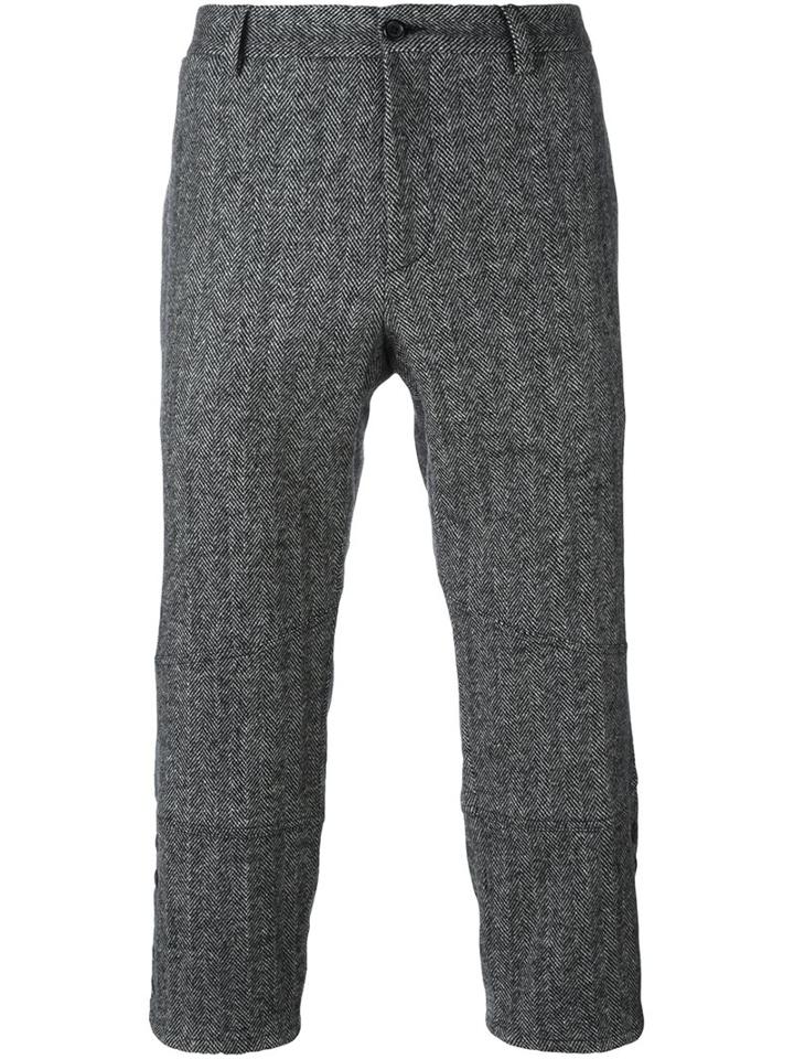 Dolce & Gabbana Tweed Cropped Trousers, Men's, Size: 52, Grey, Polyamide/spandex/elastane/virgin Wool