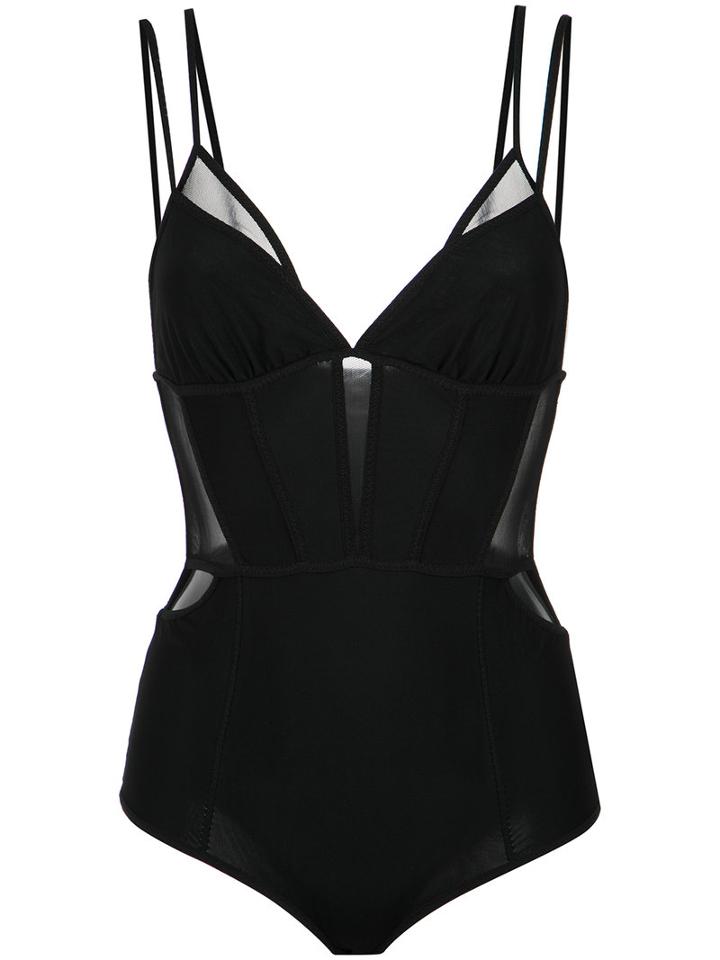 Giuliana Romanno - Tulle Panels Body - Women - Polyamide/spandex/elastane - M, Black, Polyamide/spandex/elastane