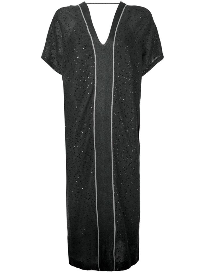 Brunello Cucinelli Sequin Embroidered Midi Dress - Blue