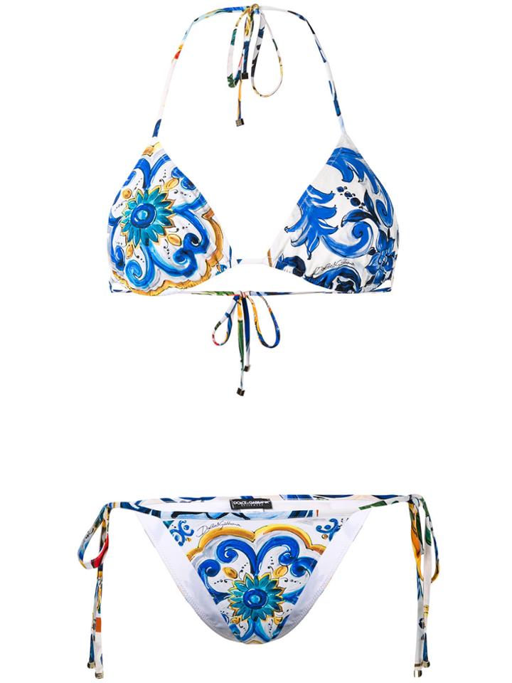 Dolce & Gabbana Majolica Print Bikini - Blue