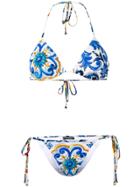 Dolce & Gabbana Majolica Print Bikini - Blue
