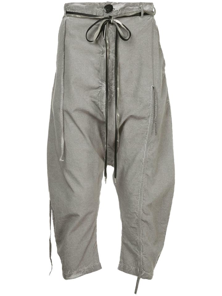 Army Of Me Cropped Drop Crotch Trousers - Grey