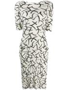 Pleats Please By Issey Miyake Printed Plissé Dress - White