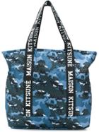 Maison Kitsuné Camouflage Print Tote Bag - Blue