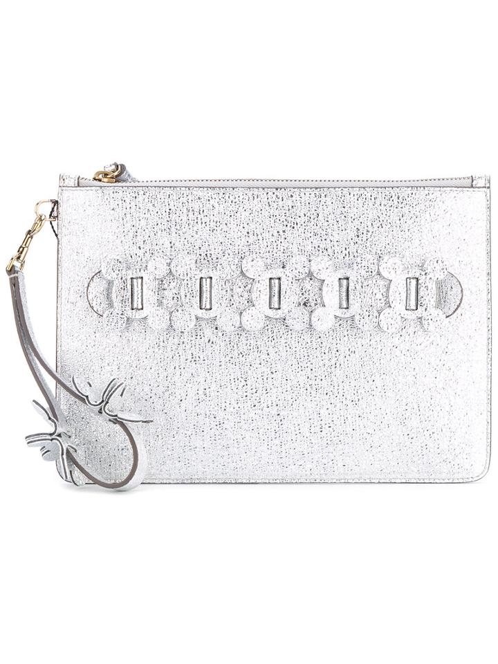Anya Hindmarch - 'circulus' Large Pouch - Women - Leather - One Size, Grey, Leather