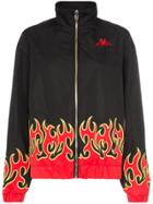 Charm's X Kappa Fire-print Embroidered-logo Lightweight Jacket - Black