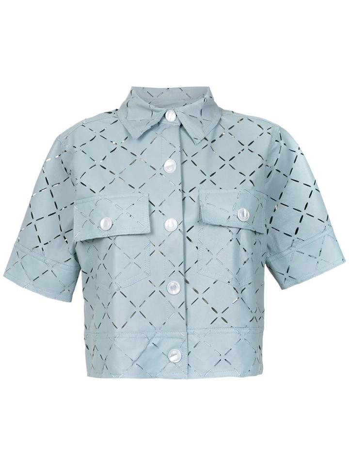 Andrea Bogosian Panelled Leather Shirt - Blue