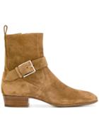 Represent Buckled Fitted Boots - Nude & Neutrals