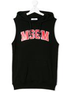 Msgm Kids Sleeveless Hooded Top - Black