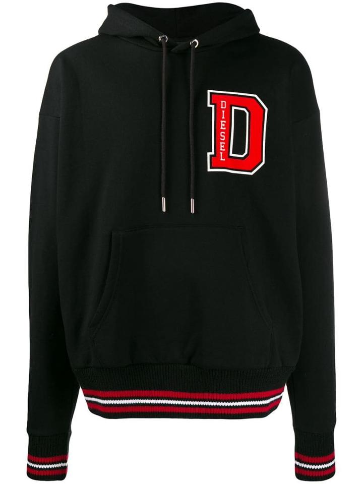 Diesel S-ksand Flocked Print Hoodie - Black