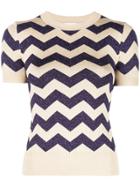 Joostricot Short Sleeve Zig-zag Knitted Top - Gold