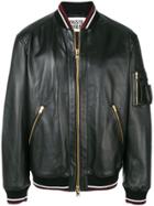 Fausto Puglisi Leather Bomber Jacket - Black